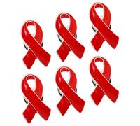 Healvian Lot de 6 Broches Épinglettes Ruban Rouge Petite Taille, Symbole de Prévention Vih/sida, Accessoire de Sensibilisation pour Vêtements et Paquet, Couleur Rouge, Décoratif et