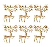 Healvian Lot de 6 Broches Rétro en Alliage Doré Mat de Cerf de Noël Accessoires de Vêtements de Fête pour Vestes Paquet et Présents de Noël Décoration Élégante et Originale