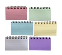 Healvian Lot de 6 Carnets à Spirale Colorés Lignés Fiches Bristol Détachables Petit Bloc-Notes Pratiques pour Bureau École et Maison Format Portable Multicouleur