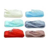 Healvian Lot de 6 Paires de Lacets Larges en Mousseline 25 CM X 115 CM Couleurs Assorties pour Chaussures Sport Décontractées et Bottes