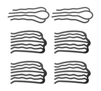Healvian Lot de 6 Pinces à Cheveux Noires en Métal Ondulé, Accessoires pour Coiffure Chignon, Peignes à Chignon pour Femmes, Maintien Sûr Frange, Adaptées à Divers Types de Cheveux