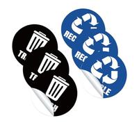 Healvian Lot de 6 set de Autocollants pour Poubelles de Tri des Déchets Étiquettes Auto-Adhésives en PVC Étanches Fond Noir et Bleu Texte Blanc pour Classification et Rappel Écologique