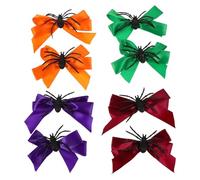Healvian Lot de 8 barrettes à cheveux araignées pour Halloween : accessoires pour cheveux avec nœuds, jolis nœuds en ruban pour filles, épingles à cheveux pour soirée cosplay du réveillon du