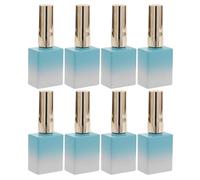 Healvian Lot de 8 Mini Flacons de Vernis à Ongles en Verre 11,7 Ml Pinceau Intégré, Rechargeables, Design Dégradé Bleu, pour Manucure Professionnelle et Nail Art à Domicile