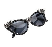 Healvian Lunettes de Halloween en forme de crâne, lunettes de fête en plastique argenté pour adultes, accessoire de déguisement, 1 pièce