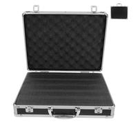 Healvian Mallette en Alliage D'aluminium Noire Vide Mousse à Compartiments, Petite Boîte à Outils Portable Antichoc, Coffre de Rangement Robuste pour Atelier et Bricolage, Valise