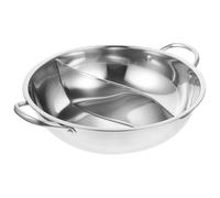 Healvian Marmite à Fondue Double Compartiment pour Cuisson Simultanée de Deux Bouillons en Acier Inoxydable 34 Cm, Casserole Shabu Shabu Compatible Induction, sans Couvercle Usage