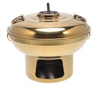 Healvian Marmite Portable en Acier Inoxydable 20 CM Dorée avec Réchaud à Charbon Wok Cuisine de Camping Casserole Anti-Brûlure pour Fondue Chinoise et Ragoût en Plein Air
