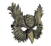 Healvian Masque de Déguisement Hibou en Polyuréthane Doré Masque d'Halloween Réaliste Bande Élastique Ajustable Carnaval et Bal Masqué Accessoire Léger pour Cosplay et Soirées Costumées