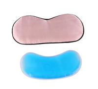 Healvian Masque de Sommeil Soie Réversible avec Pochette de Froid Couverture Opaque pour Yeux pour Voyage Camping Rose