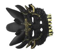 Healvian Masque Dragon PU Noir et Or Accessoire Cosplay Halloween Effrayant avec Bande Élastique Ajustable pour Fêtes Déguisées et Mascarades