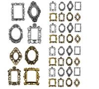 Healvian Mini Cadres Photo Nail Art en Métal Vintage Style Baroque 40 Pièces Petit Cadre Photo Paysage Décoratif pour Salon de Manucure et Usage Professionnel