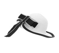 Healvian Mini Chapeau de Paille Miniature pour Poupée avec Ruban en Dentelle Blanc, Chapeau Tricoté Imitation Paille, Accessoire Artisanal Léger et Décoratif pour Création et Costume