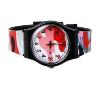 Healvian Montre-Bracelet pour Garçon et Filles Camouflage Rouge Analogique PVC Léger Éducative Garçon Fille Usage Quotidien