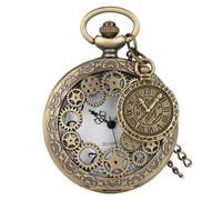 Healvian Montre De Poche Rétro Vintage Pendentif en Alliage Classique Cadran Romain Mécanique Présent Homme Noël