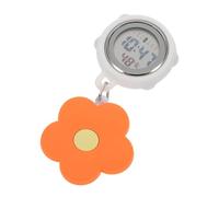 Healvian Montre Infirmière Numérique à Clip Rétractable Motif Fleur en Silicone Orange Fonction Lumineuse pour Professionnelles de Santé Usage Médical Portable