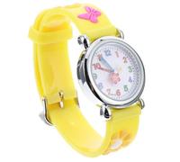 Healvian Montre pour Garçon et Filles en Silicone Jaune à Motif Floral, Bracelet Réglable, Montre-Bracelet Dessin Animé Adorable pour Filles, Cadran Clair Facile à Lire, Présent