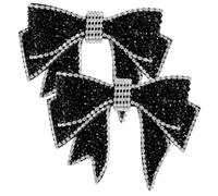 Healvian Nœuds en Strass Décoratifs pour Chaussures Garçon et Filles Accessoires DIY Noirs Scintillants Ornements Nœuds Réutilisables pour Fêtes et Mariages