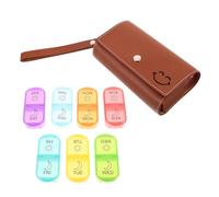Healvian Organisateur de Médecine Hebdomadaire Compact en Cuir Pu Marron avec 7 Compartiments, Trousse Élégante et Facile à Utiliser pour Voyage et École