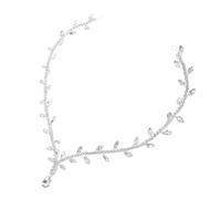 Healvian ornement de front en strass bandeau de mariée pour mariage faire la fête chaîne frontale bijoux de tête pour femmes bandeau frontal exercice d'imitation Silver