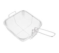 Healvian Panier à Friture Carré en Acier Inoxydable 24X24 CM Panier de Friture Robuste et Pliable pour Friteuse Passoire Carrée pour Aliments Frits Accessoire de Cuisson Pratique et