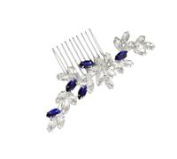 Healvian Peigne à Cheveux Bleu Pour Mariée Accessoires De Coiffure Épingle à Cheveux Bijoux De Fête Postiche De Mariée