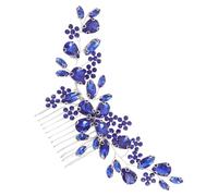 Healvian Peigne à Cheveux Mariée en Métal Orné de Strass Bleu, Accessoire Décoratif Élégant pour Mariage et Fête, Léger et Confortable, pour Chignons et Coiffures Relevées