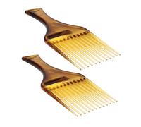 Healvian Peigne Afro à Dents Larges Plastique Ambre 2 Pièces Grosse Taille Démêlage Cheveux Bouclés Hommes Femmes Coiffage Voyage