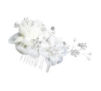 Healvian Peigne Cheveux Mariage Blanc avec Fleurs Soie et Accessoire Tête Élégant pour Mariée et Demoiselle Honneur Décoration Coiffure Cérémonie Floral Cristal pour Fête et Photo