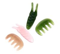 Healvian Peigne De Massage Cuir Chevelu Et Visage 4 Pcs, Peigne Guasha 5 Dents Et Masseur Yeux En Plastique Rose, Outil Massage Manuel Visage Et Corps, Soins Beauté Détente Salon