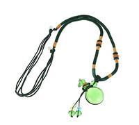 Healvian Pendentif Fiole Diffuseur Huile Essentielle Verre Vert Collier Aromathérapie Décoratif Avec Cordon Tressé Bijou Créatif Pratique Et Élégant
