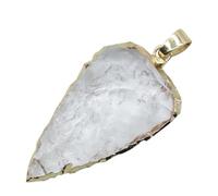 Healvian Pendentif Mini Portable avec Anneau Suspendu en Pierre Naturelle Agate Blanc Forme Flèche pour Bijoux Collier et Loisirs Créatifs