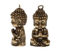Healvian Pendentifs Bouddha Design Adorable en Laiton Style Chinois Lot de 2 Symbole de Fortune pour Présents Saisonniers