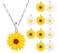 Healvian Pendentifs en Résine Marguerite 20 Pièces Blanc et Jaune Mini Breloques pour Bracelets et Boucles D’Oreilles Accessoires Décoratifs Faits Main pour Création de Bijoux DIY