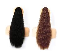 Healvian Perruque à Clip Extensions De Cheveux Ondulés Et Bouclés Postiche Synthétique Queue De Cheval Longue Accessoire De Coiffure Pour Cosplay Et Noir Naturel