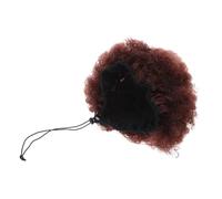 Healvian Perruque Afro Bouclée Marron Chignon Synthétique Élastique et Volumineux Perruque de Costume pour Femmes Confortable pour Fêtes et Cosplay