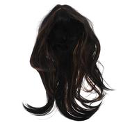 Healvian Perruque Femme à Frange Droite Naturelle Cheveux Synthétiques Lisses Coupe Courte Noire et Brune Usage Quotidien et Cosplay
