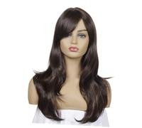 Healvian Perruque Longue Bouclée Noire Et Brune Avec Frange Accessoire De Mode Élégant Pour Cosplay Et