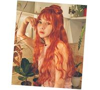 Healvian Perruque Longue Bouclée Synthétique Avec Frange Et Coiffure Ondulée Éclatante Pour Cosplay Et Fête Orange