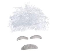 Healvian Perruque Scientifique Blanche Courte Moustache Sourcils Accessoire Cosplay Costume Professeur