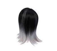 Healvian Perruque Synthétique Longue Femme Dégradé Noir Et Gris Cheveux Avec Frange Ajustable Et Confortable Pour Cosplay Et Usage