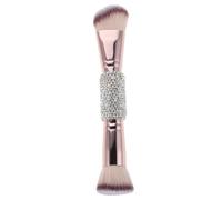 Healvian Pinceau de Maquillage Double-embout avec Poils Doux Brosse Blush et Fond de Teint Design Rhinestones Élégant Adapté à Tous Types de Peau Portable pour Retouches Rapides