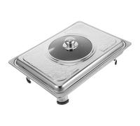 Healvian Plateau de Service Buffet en Acier Inoxydable Rectangulaire avec Couvercle, Capacité Modérée, Usage Polyvalent pour Self-service et Mariages