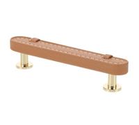Healvian Poignée de Meuble Espacement des Trous 9,6cm Installation Facile et Design Minimaliste Alliage de Zinc en Cuir Marron pour Armoire ou Tiroir