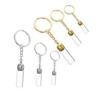 Healvian Porte-clés avec Couvercles en Alliage de Zinc Flacons en Verre Transparent Lot de 6 Fioles Sécurisées pour Huiles Essentielles et Parfums, pour DIY et Loisirs Créatifs