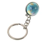 Healvian Porte-clés Globe Cabochon Verre Pendentif Breloque Clé Sac Maison Voiture Unique Design