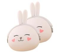 Healvian Porte-Monnaie en Silicone Lapin 3D, Lot de 2 Pièces, Couleur Blanc Bonbon, Compact et Léger, Paquet à Main pour Filles, Rangement Pratique pour Pièces et Petits Objets, Usage