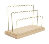 Healvian Présentoir à Boucles D'oreilles En Bois Massif, Support De Porte-boucles D'oreilles En Pin Plaqué Métal Doré, Rangement Bijoux Pour Comptoirs Et Boutiques, Taille 90