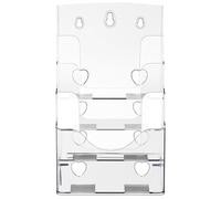 Healvian Présentoir à Dossiers en Acrylique Transparent à 4 Niveaux Porte-Documents A5 Multifonction pour Bureau et Maison Support Organiseur de Brochures et Magazines Rangement Compact