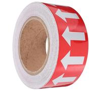 Healvian Ruban Adhésif Réfléchissant 50mm X 20m Flèches Blanches sur Fond Rouge, Autocollants Fléchés Adhésifs pour Indication de Direction de Tuyaux, Indicateur de Sens D'écoulement